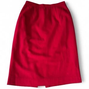 Vintage red 100% wool fully lined pencil skirt size 8 Valentine’s Day date